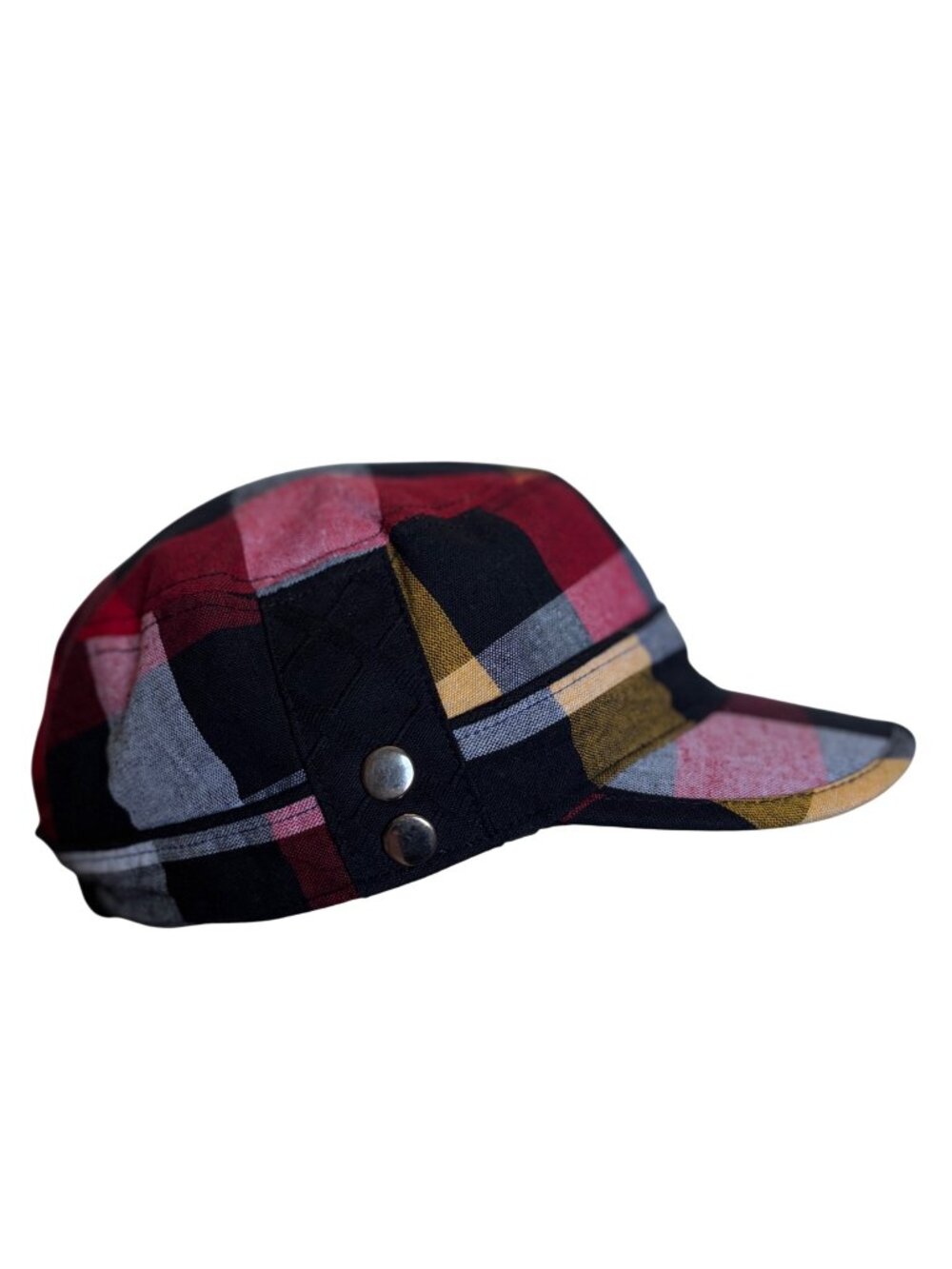 Vintage Red Plaid Cadet Cap By Manhattan Hat Co Y2K Dark Academia Military